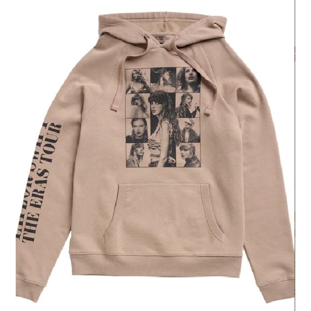 Taylor Swift OFFICIAL 2023 The Eras Tour Taupe Beige Hoodie Sweater S Swiftie
